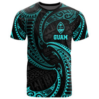 Guam Polynesian All Over T Shirt Neon Blue Tribal Wave Unisex Blue - Polynesian Pride