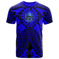 Tahiti T Shirt Blue Seal with Polynesian Tattoo Unisex Blue - Polynesian Pride