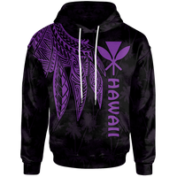 Polynesian Hawaii Kanaka Maoli Hoodie Polynesian Wings (Purple) Unisex Purple - Polynesian Pride