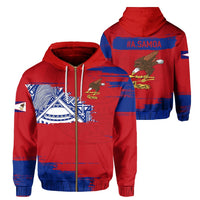 hawaiiZip Hoodie American Samoa Sport Ver Unisex Red - Polynesian Pride