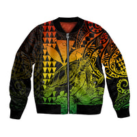Kakau Polynesian Tribal Hawaiian Turtle with Kanaka Maoli Reggae Bomber Jacket LT9 Unisex Reggae - Polynesian Pride