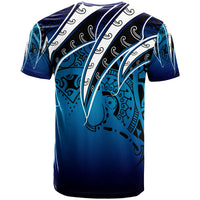 Guam T Shirt Tropical Leaf Blue Gradient Style - Polynesian Pride