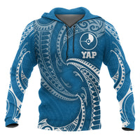 Yap Micronesia ll Over Hoodie Blue Tribal Wave Unisex Blue - Polynesian Pride