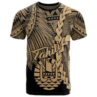 Tahiti Polynesian T Shirt Tribal Wave Tattoo Gold Unisex Gold - Polynesian Pride