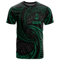 Guam Polynesian All Over T Shirt Green Tribal Wave Unisex Green - Polynesian Pride