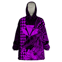 Kakau Polynesian Tribal Hawaiian Turtle with Kanaka Maoli Purple Wearable Blanket Hoodie LT9 Unisex One Size - Polynesian Pride