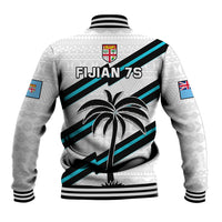 Fiji Rugby Tapa Pattern Fijian 7s White Baseball Jacket LT14 - Polynesian Pride