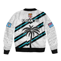 Fiji Rugby Tapa Pattern Fijian 7s White Sleeve Zip Bomber Jacket LT14 - Polynesian Pride