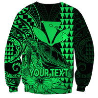 (Custom Personalised) Kakau Polynesian Tribal Hawaiian Turtle with Kanaka Maoli Green Sweatshirt LT9 - Polynesian Pride