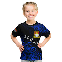 (Custom Personalised) Ribaberiki Kiribati Coat Of Arms Mix Blue Polynesian Kid T Shirt LT14 - Polynesian Pride