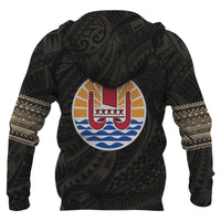 Tahiti Polynesian Tattoo All Over Hoodie Gold - Polynesian Pride