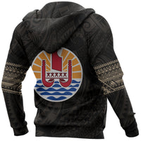 Tahiti Polynesian Tattoo All Over Hoodie Gold - Polynesian Pride