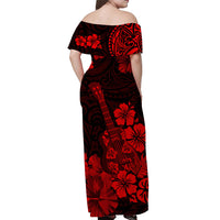 Hawaii Ukulele Matching Tropical Outfits For Couples with Hibiscus Red LT13 - Polynesian Pride