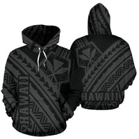 Hawaii Kanaka Polynesian Hoodie Poly Style Gray Unisex White - Polynesian Pride