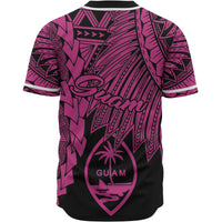 Guam Polynesian Baseball Shirt - Tribal Wave Tattoo Pink - Polynesian Pride
