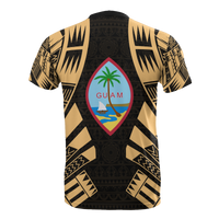 Guam T Shirt Guam Coat of Arms Polynesian Tattoo Gold Style - Polynesian Pride