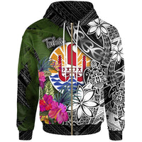 Tahiti Zip up Hoodie Turtle Plumeria Banana Leaf Unisex Black - Polynesian Pride