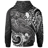 Yap Zip up Hoodie White Shark Polynesian Tattoo - Polynesian Pride