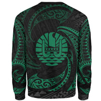 Tahiti Polynesian Sweater - Green Tribal Wave - Polynesian Pride