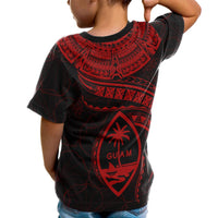 Guam Polynesian Custom T Shirt Guam Waves (Red) - Polynesian Pride