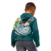 Tahiti Polynesian Zip up Hoodie Summer Plumeria (Turquoise) - Polynesian Pride