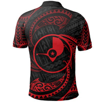 Yap Micronesia Polo Shirt Red Tribal Wave - Polynesian Pride