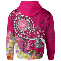 American Samoa Polynesian Hoodie Turtle Plumeria (Pink) - Polynesian Pride