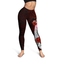 American Samoa Polynesian Custom Personalised Legging - Coat Of Arm With Hibiscus - Polynesian Pride