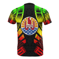 Tahiti T Shirt Tahiti Flag Polynesian Tattoo Reggae Style - Polynesian Pride