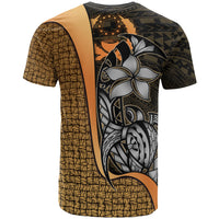 Pohnpei Micronesian Custom T Shirt Gold Turtle with Hook - Polynesian Pride