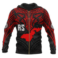 American Samoa Polynesian Zip up Hoodie Whale Tail Unisex Red - Polynesian Pride