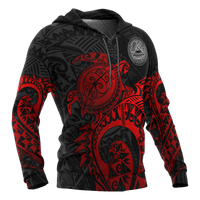 American Samoa Hoodie Polynesian Turtle (Full Red) - Polynesian Pride
