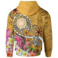 American Samoa Polynesian Zip up Hoodie Turtle Plumeria (Gold) - Polynesian Pride