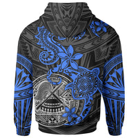 American Samoa Polynesian Hoodie Blue Seahorse Turtle - Polynesian Pride