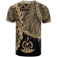 Vanuatu Polynesian T Shirt Tribal Wave Tattoo Gold - Polynesian Pride