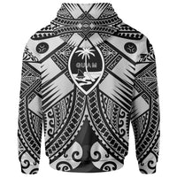 Guam Polynesian Zip up Hoodie Guam White Seal with Polynesian Tattoo Ver 01 - Polynesian Pride