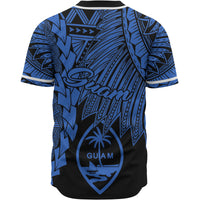 Guam Polynesian Baseball Shirt - Tribal Wave Tattoo Blue - Polynesian Pride