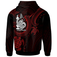 New Caledonia Custom Zip up Hoodie Red Turtle - Polynesian Pride