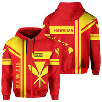 Kanaka Maoli Flag Polynesian Zipper Hoodie Morale Style Unisex Red - Polynesian Pride