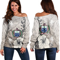 Pohnpei State Women's Off Shoulder Sweaters - Vintage Luxury Floral Style - Polynesian Pride