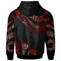 Pohnpei Polynesian Zip Hoodie Polynesian Tattoo Red Version - Polynesian Pride