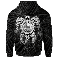 Tahiti Polynesian Zip up Hoodie Vintage Polynesian Turtle (White) - Polynesian Pride