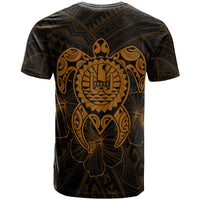 Tahiti Polynesian T Shirt Vintage Polynesian Turtle (Golden) - Polynesian Pride