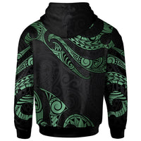 Tahiti Polynesian Zip Hoodie Polynesian Tattoo Green Version - Polynesian Pride