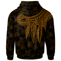 American Samoa Zip up Hoodie Polynesian Wings (Golden) - Polynesian Pride