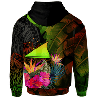 Tokelau Polynesian Custom Hoodie Hibiscus and Banana Leaves - Polynesian Pride