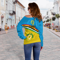 Vanuatu Torba Province Women's Off Shoulder Sweaters - Flag Style - LT12 - Polynesian Pride