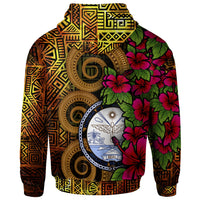 Marshall Islands Polynesian Zip up Hoodie Hibiscus Vintage - Polynesian Pride