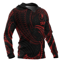 Yap Micronesia ll Over Hoodie Red Tribal Wave - Polynesian Pride