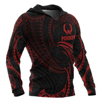 Pohnpei Micronesia Hoodie Red Tribal Wave - Polynesian Pride